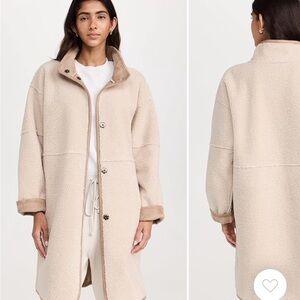 Velvet Cara  Beige reversible Teddy Jacket in sand